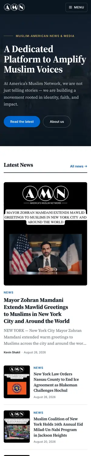 America’s Muslim Network homepage on a phone
