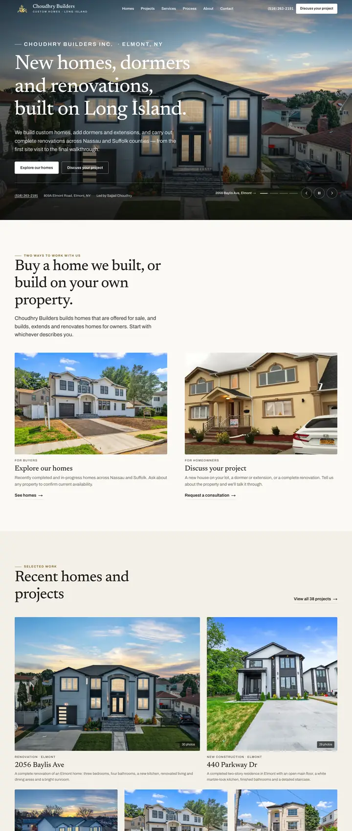 Choudhry Builders homepage on a desktop screen