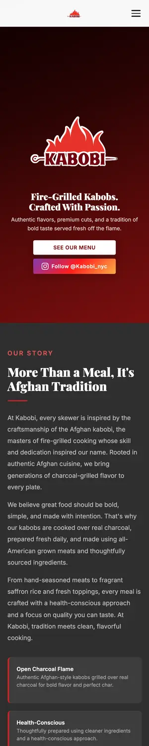 Kabobi homepage on a phone